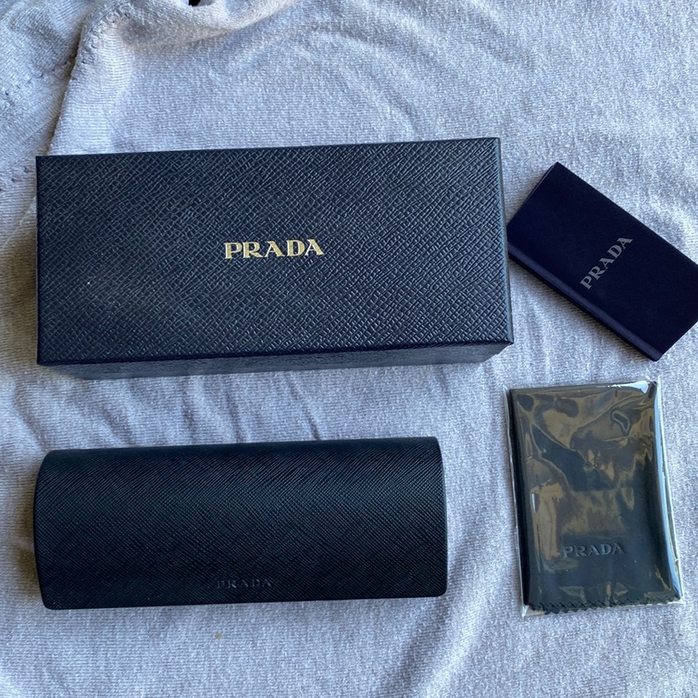 Prada box with sunglasses case.
